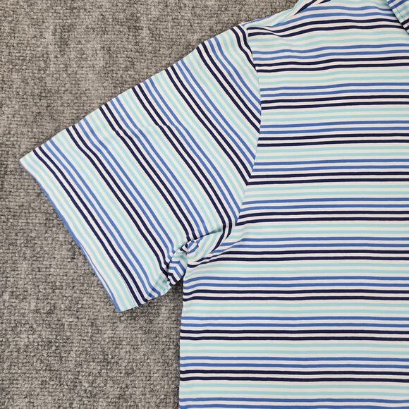 Peter Millar Polo Shirt Mens Large Blue Striped Performance Pima Golf Pocket - Picture 7 of 14